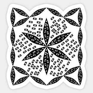 Black and white flower and rectangles Sticker